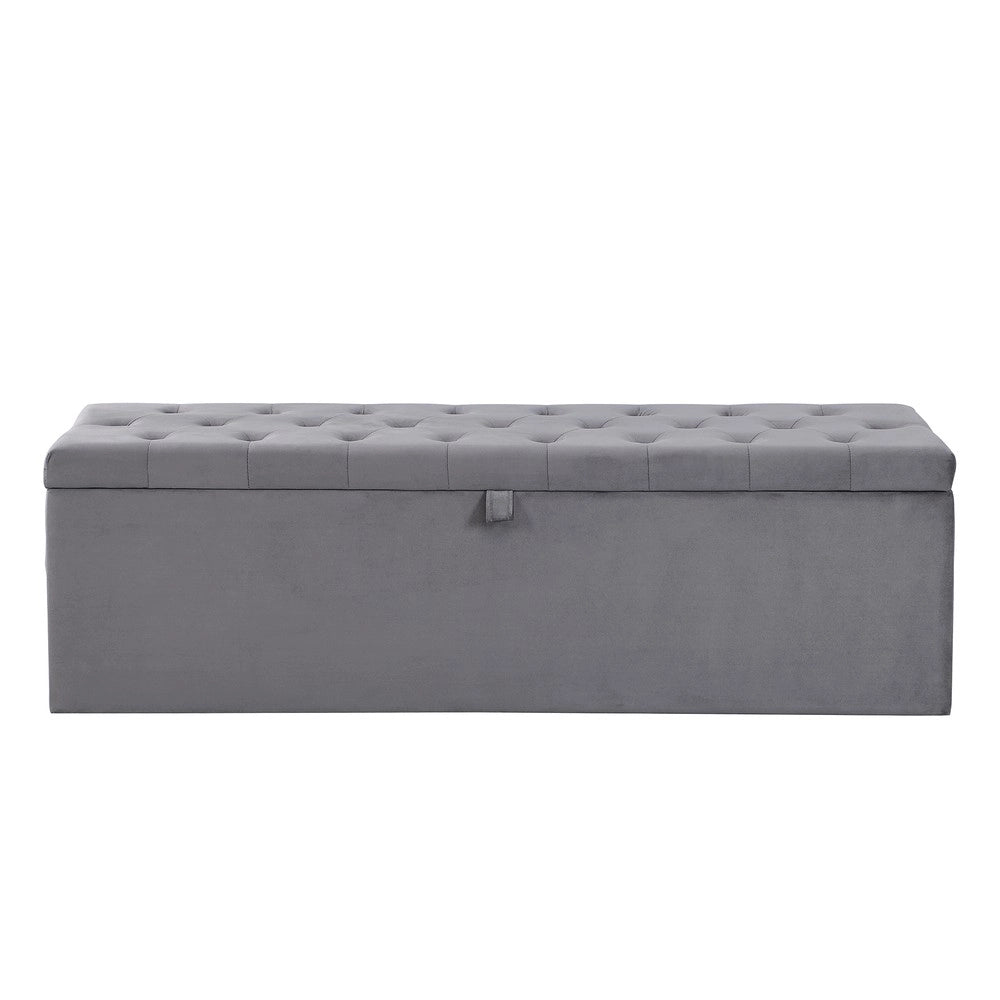 Panca Contenitore Imbottita in Velluto ¨C MINIMAL ¨C Grigio 138x41x42 cm