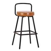 Sgabello da bar con schienale ergonomico e poggiapiedi in similpelle idrorepellente marrone 37×37×90.5 cm