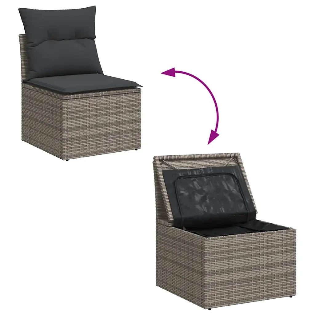 Sedia Giardino Senza Braccioli con Cuscini Grigio in Polyrattan CFW9707257