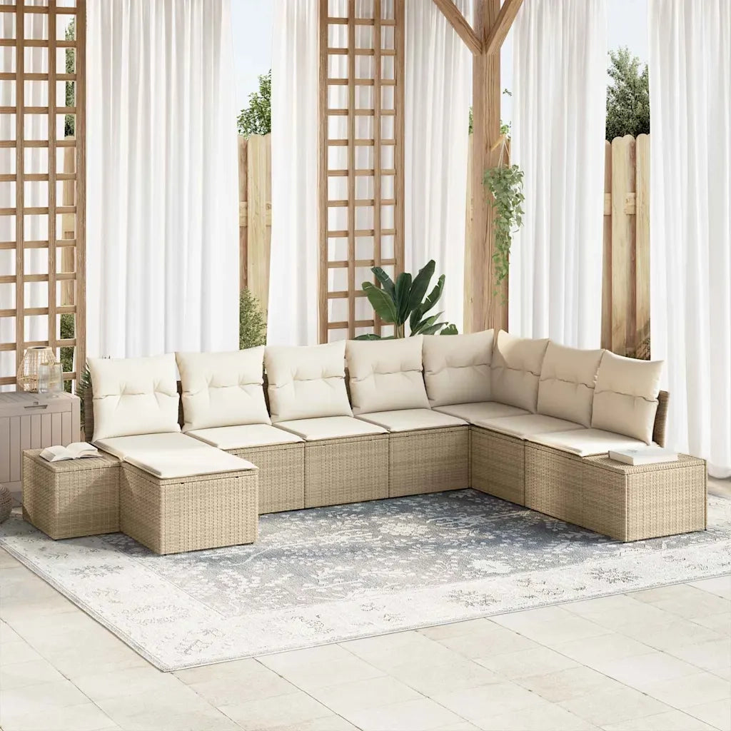 Set Divano da Giardino 8 pcs Beige e Crema polyrattan 3355850