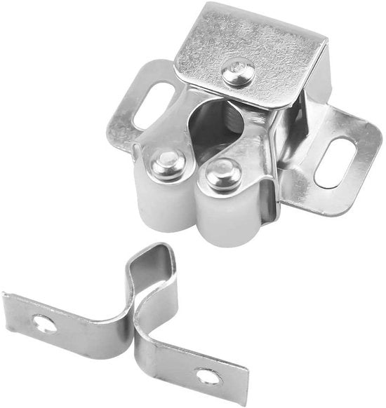 Laccetti in Acciaio a Doppia Rotaia per Porte di Cucina - Laccetti per Porte di Cucina con Piastre e Viti per Mobili da Bagno e Laccetti Silenziosi con Molla Caricata (20 PCS)