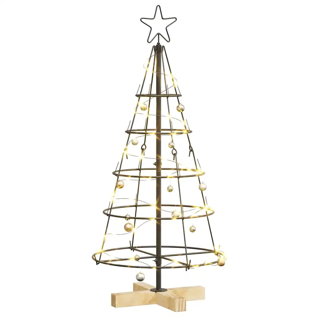 Albero a Cono di Natale | Decorazioni natalizie con supporto Nero 90 cm Acciaio