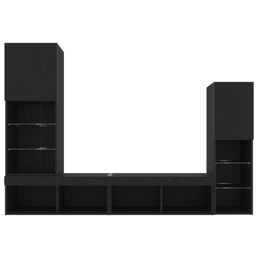 Mobile TV LED Rovere Nero 30.5x30x102 cm Legno Ingegnerizzato