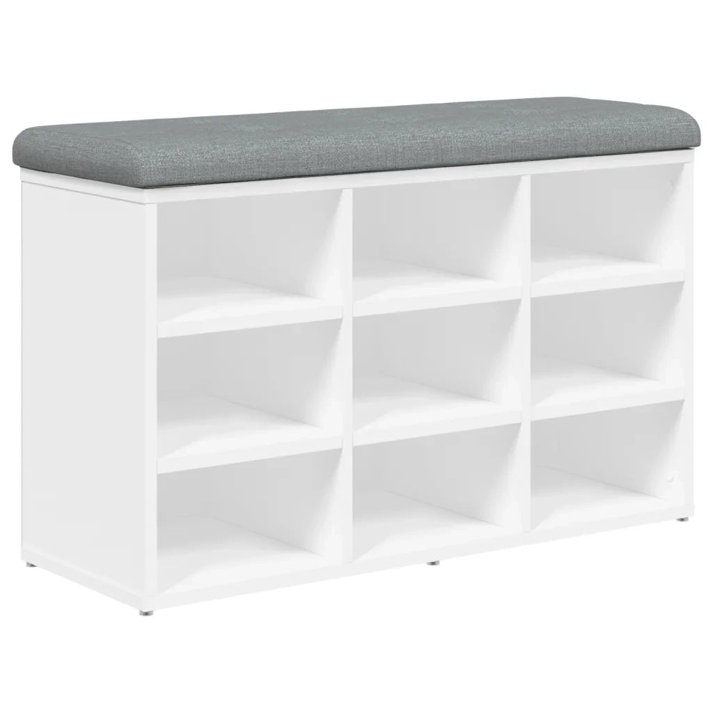 Panca-Sgabello Scarpiera Bianca 82x32x50 cm in Legno Massello di Argilla