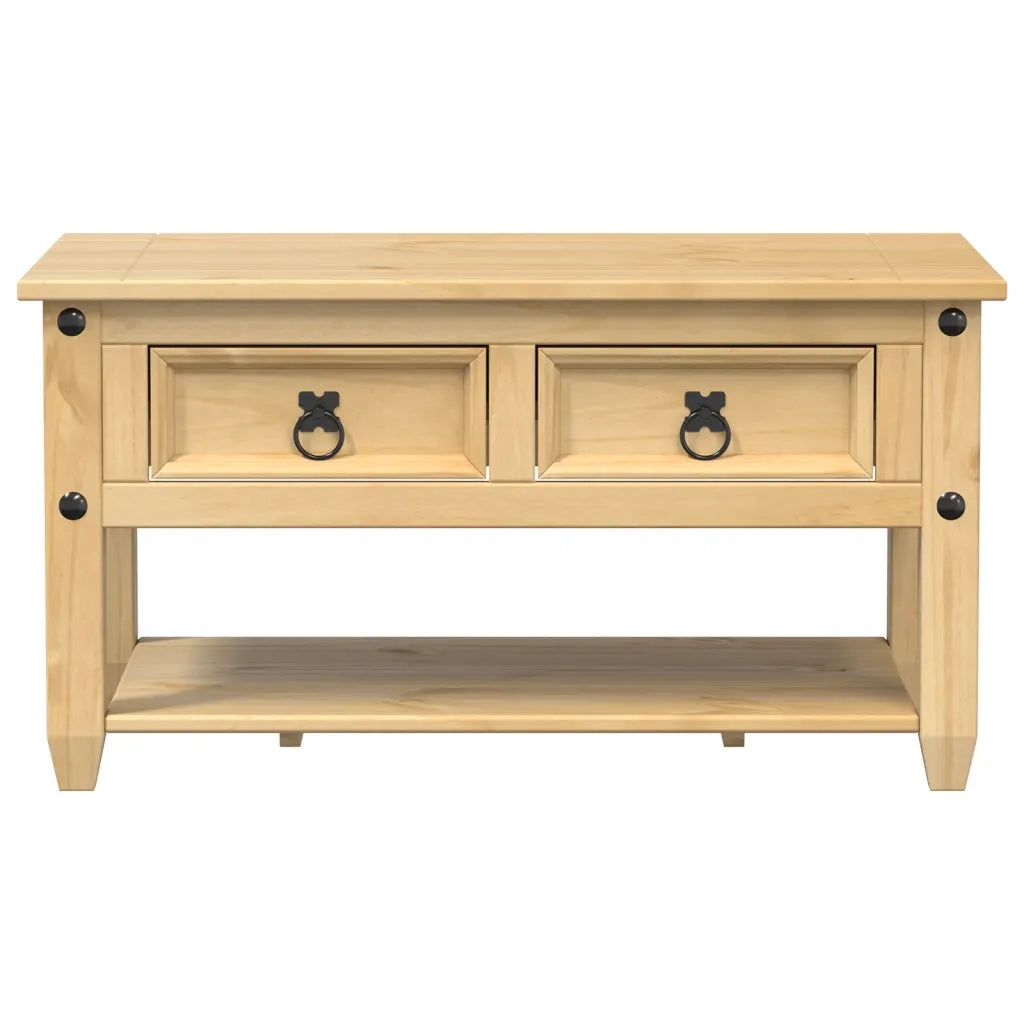 Tavolino con Cassetti Corona 85x50x45 cm Legno Massello di Pino
