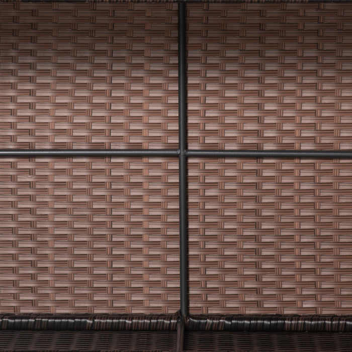 Tavolino da Giardino in Rattan Sintetico con Piano in Vetro Temperato Marrone 85x50x39 cm