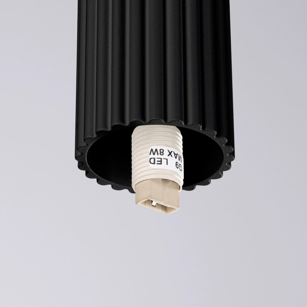 Spot soffitto nero rigato sfera vetro G9 IP44 SFERA