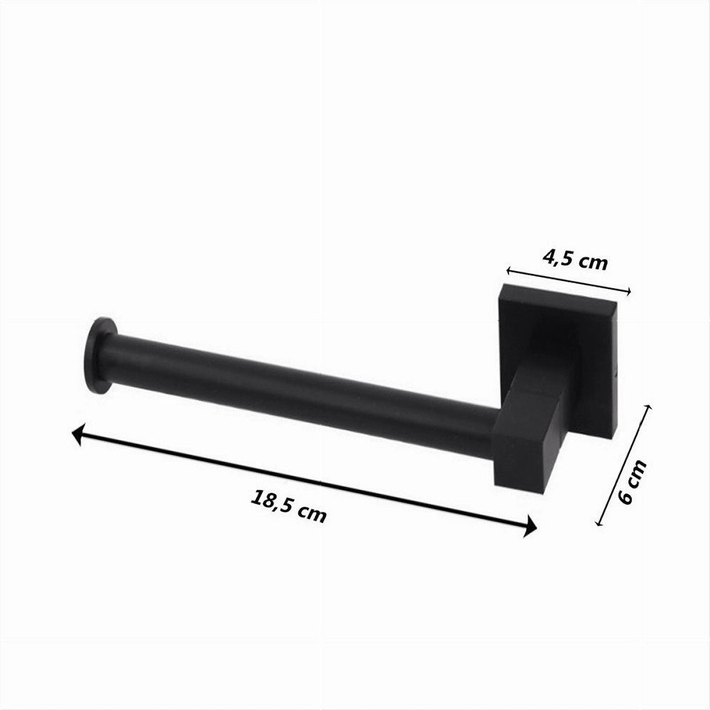 Trade Shop - Porta Rotolo Per Carta Igienica Da Muro In Acciaio Nero Arredo Per Bagno 79982 -