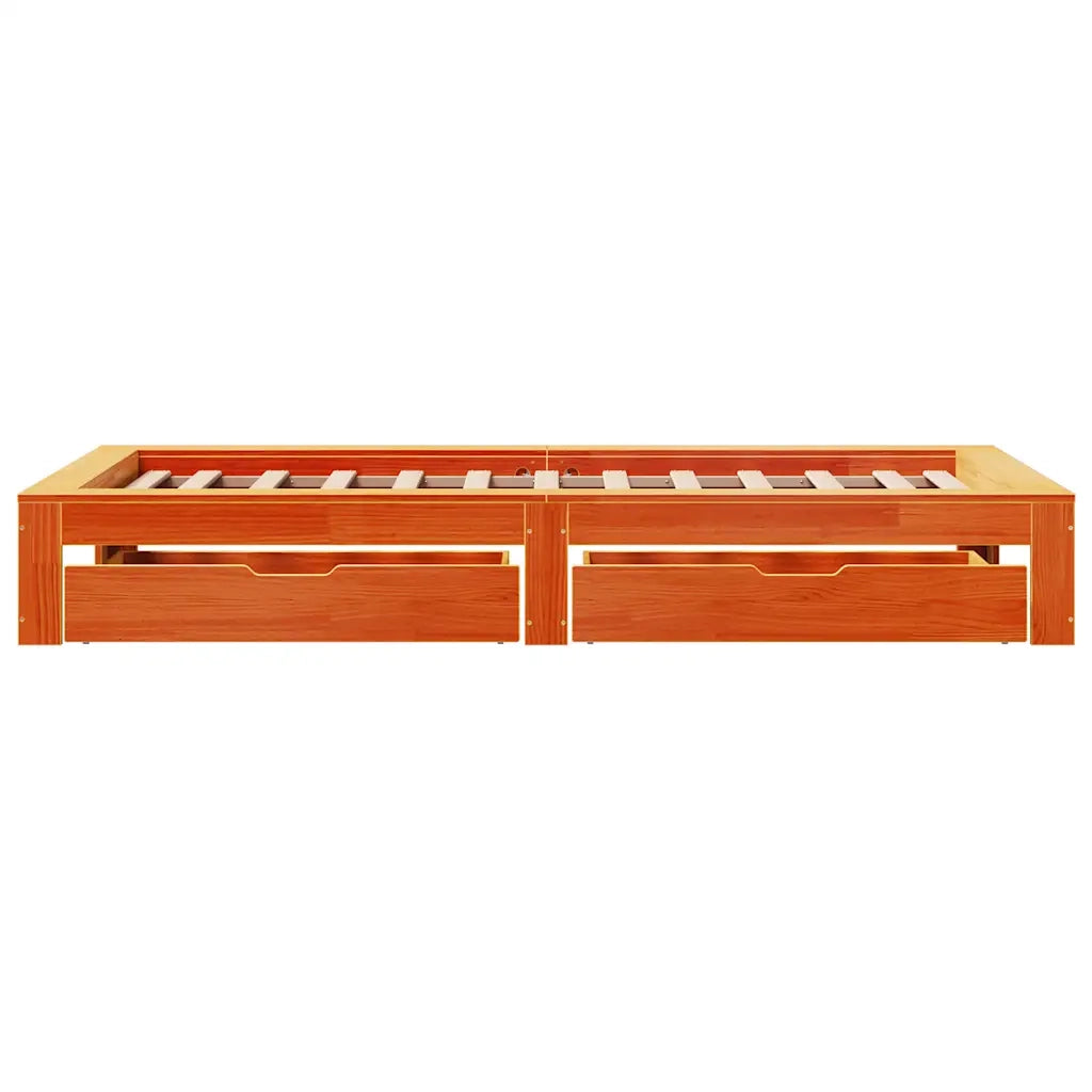 vidaXL Giroletto senza Materasso Marrone Cera 100x200 cm Legno di Pino