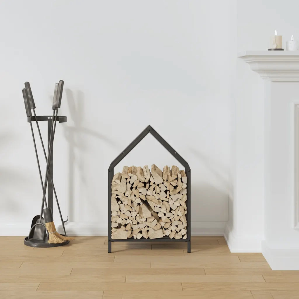 Rastrelliera per Legna da Ardere Nera 40x25x60 cm CFW6071335