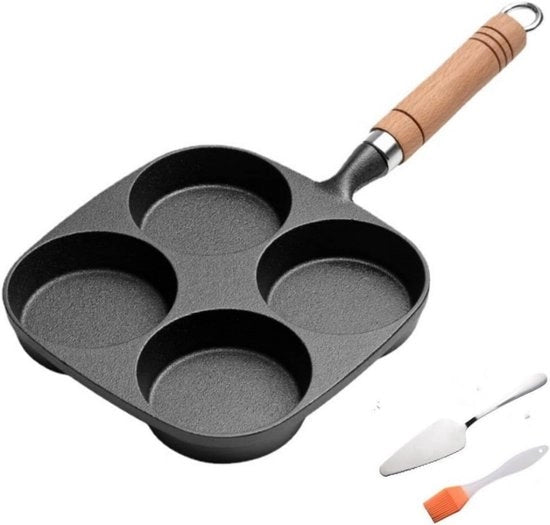 Piastra per waffles in ghisa con rivestimento antiaderente - adatta a tutte le fonti di calore - padella per colazione per la preparazione di waffles con foro circolare da 35 pollici