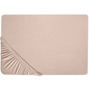 Lenzuolo con angoli cotone beige 180 x 200 cm coprimaterasso elasticizzato modello classico a tinta unita camera da letto classica