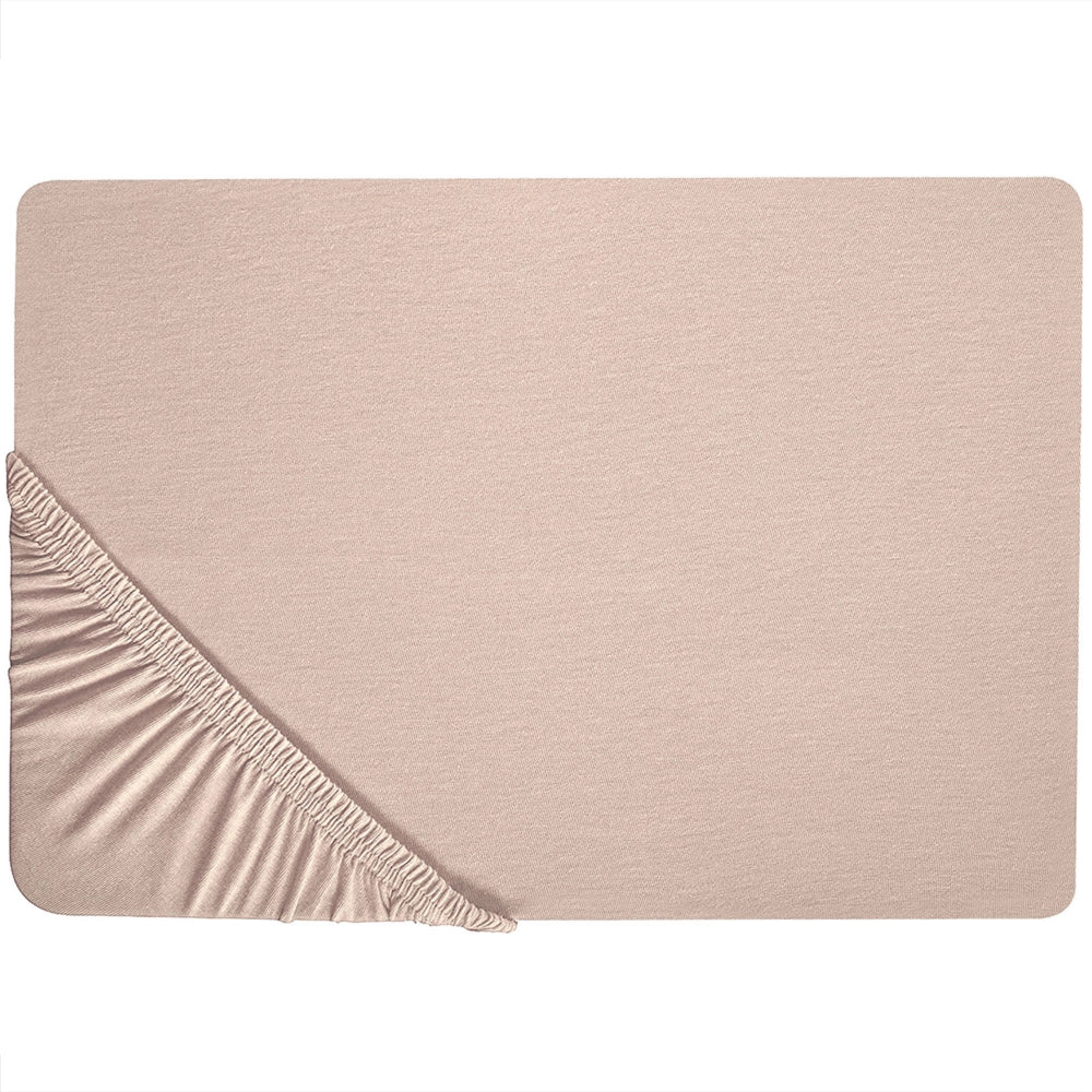 Lenzuolo con angoli cotone beige 180 x 200 cm coprimaterasso elasticizzato modello classico a tinta unita camera da letto classica