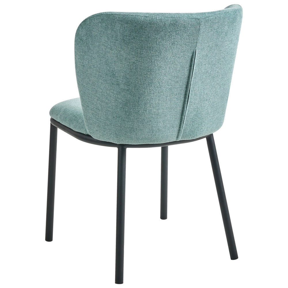 Set di 2 sedie da pranzo in tessuto Tappezzeria verde menta Gambe in metallo nero Design moderno e retrò