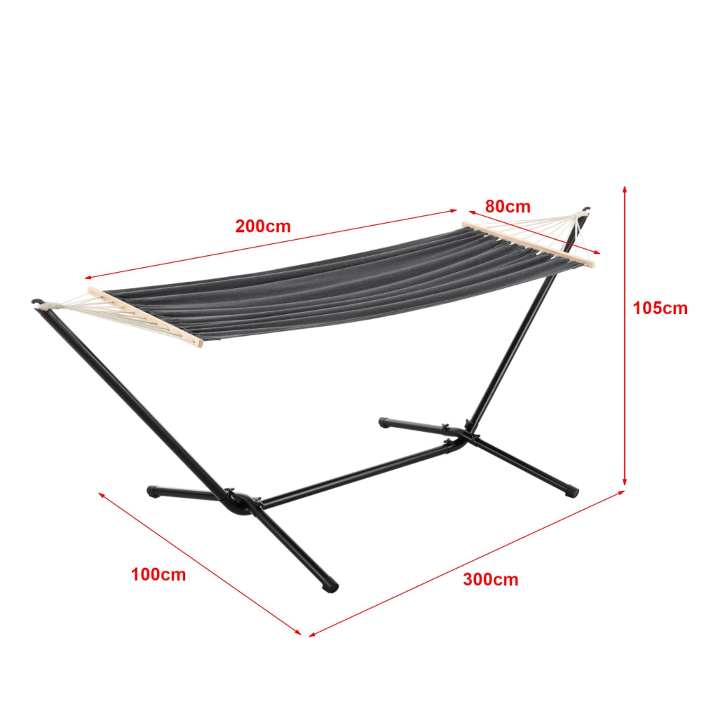 Amaca con Supporto in Acciaio con Telo 200 x 100 cm - Grigio Scuro [en.casa]