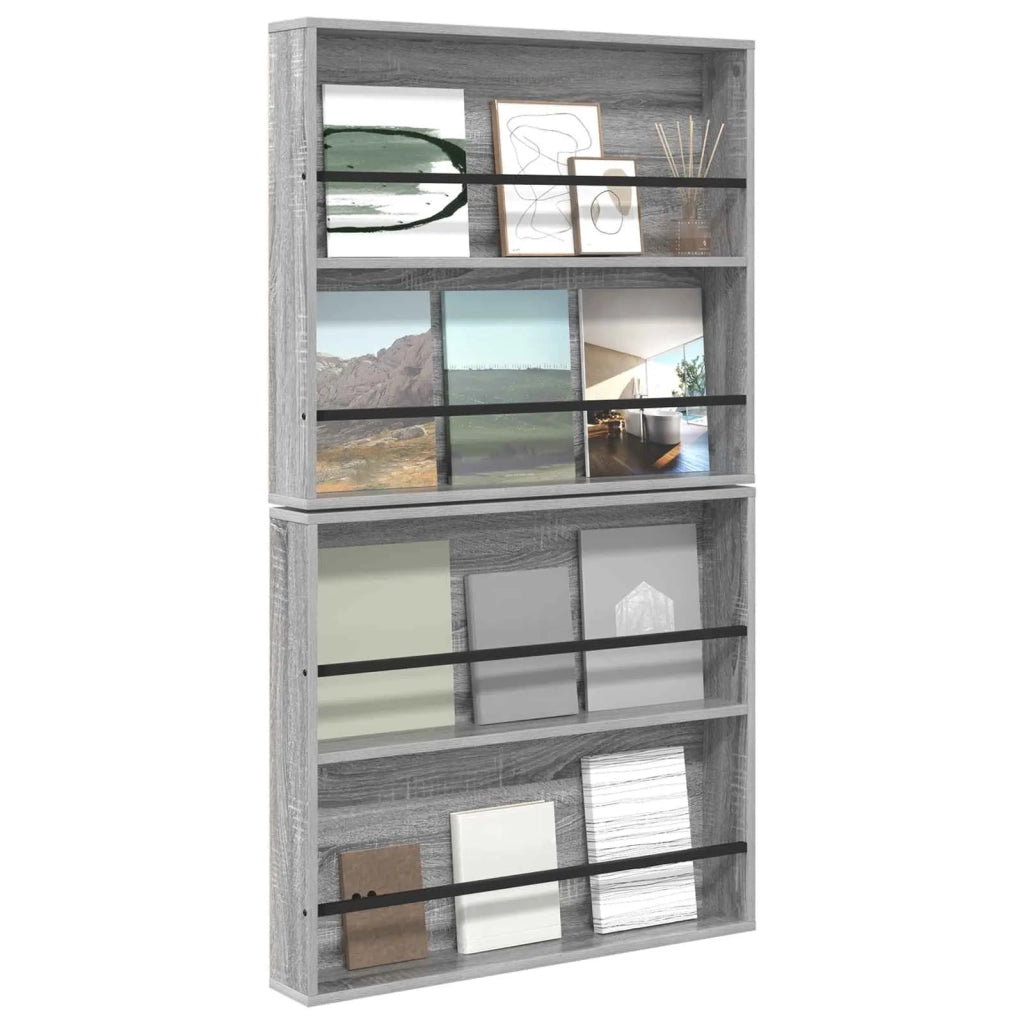 Scaffale per riviste 2 pz Sonoma grigio 80 x 12 x 70 cm