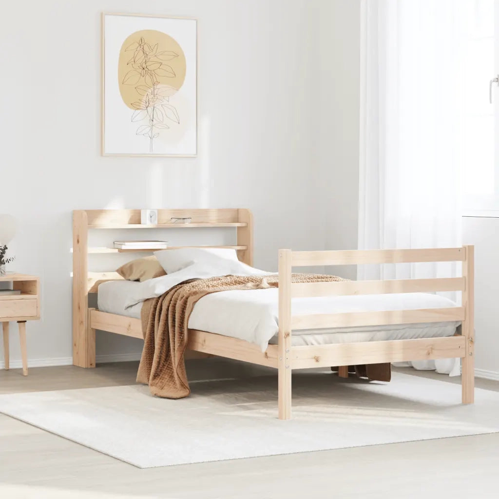 Giroletto con Testiera 90x200 cm in Legno Massello di Pino