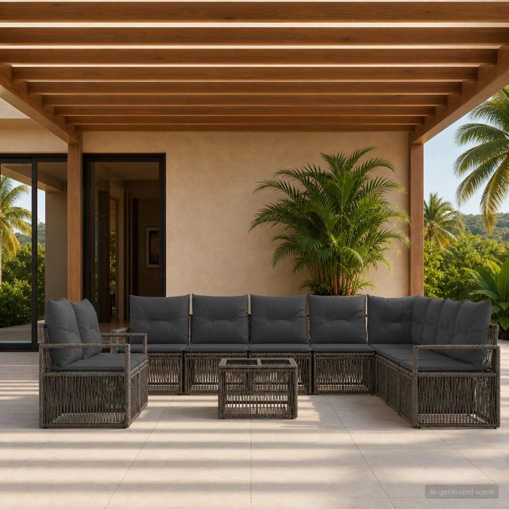 Set Divano da Giardino 11 pz Grigio polyrattan 3435761