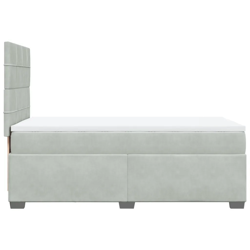 Giroletto a Molle con Materasso Grigio Chiaro 90x190 cm Velluto