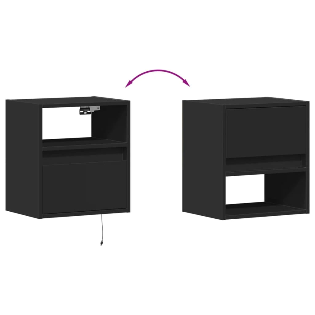 Mobile TV multimediale da parete mensola TV credenza mobile TV per sala da pranzo soggiorno camera da letto con luci LED 2 pezzi 41 x 31 x 45 cm nero 02_0029107