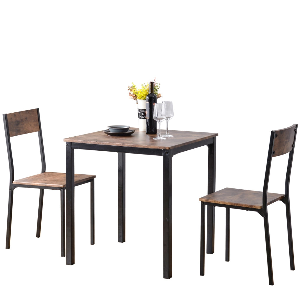 Set tavolo da pranzo con 2 sedie marrone, 70 x 70 cm