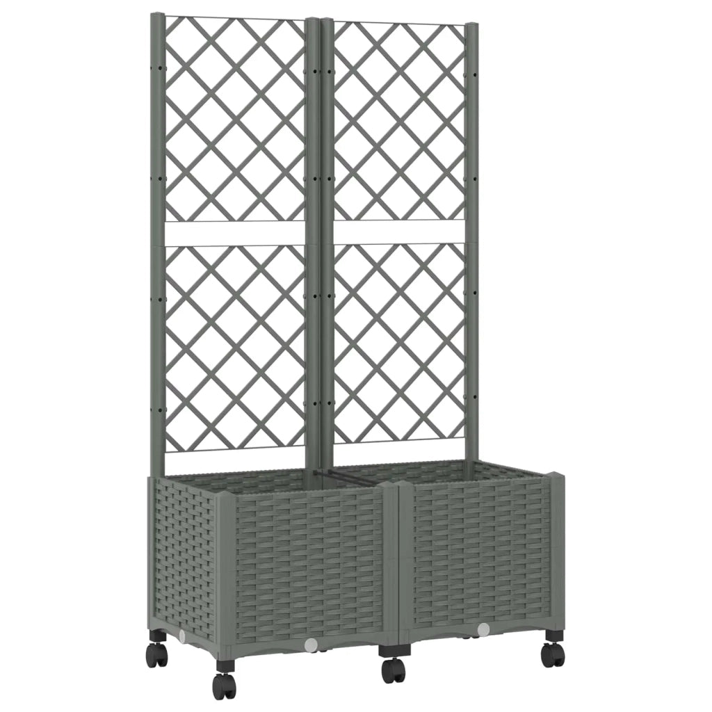 Vaso da giardino con grigliato e ruote Grigio Chiaro PP 3422972