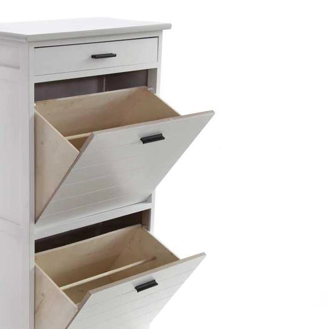 SCARPIERA IN LEGNO CON CASSETTI COLORE BIANCO E PIANO 45X28X98H CM