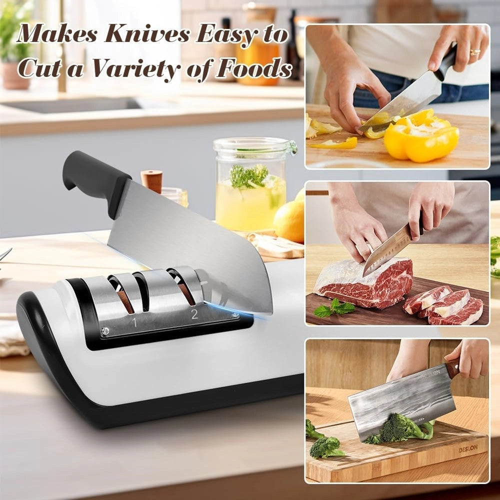 Trade Shop - Affilacoltelli Elettrico Ricarica Usb Affila Lucida Con Base Antiscivolo Utensili Cucina -