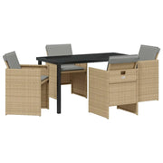 Set da Pranzo per Giardino 5 pz | Set Salotto da Giardino Beige polyrattan