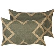 Set di 2 cuscini in iuta e lana verde e beige motivo geometrico 30 x 50 cm camera da letto soggiorno