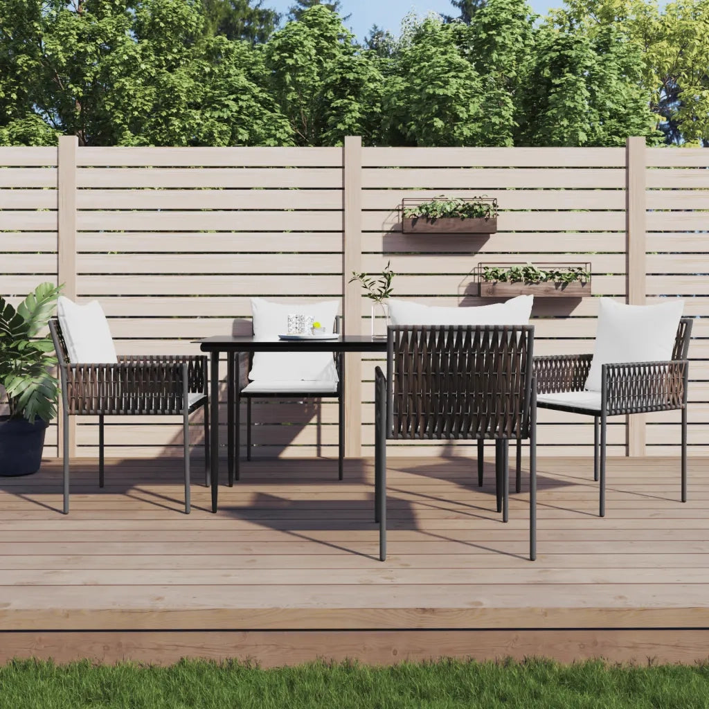 Set Pranzo da Giardino 5pz con Cuscini in Polyrattan e Acciaiocod mxl 100598