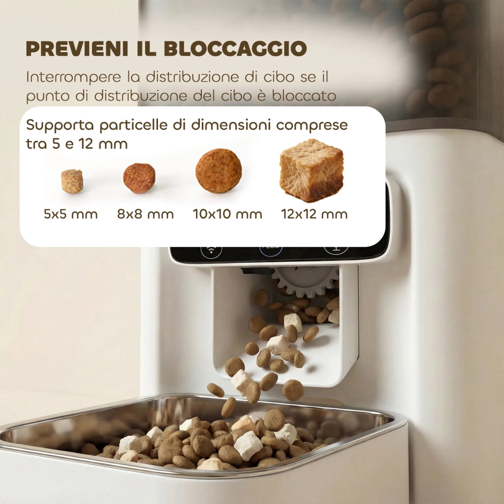 Distributore Automatico di Cibo per Gatti 4.5L con APP e Registratore Vocale