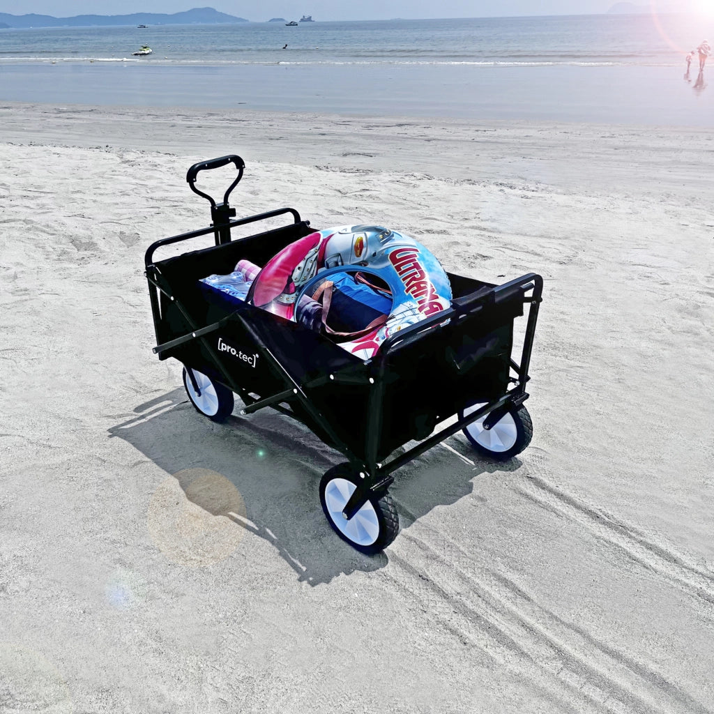 Carrello di Trasporto a Mano Stenlille Vagone Pieghevole da Spiaggia - Nero pro.tec