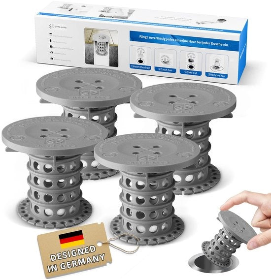 Set di drenaggio per doccia e lavabo, 4 pezzi, Ø40mm, materiale TPE, cattura capelli, dispositivo di drenaggio per vasca da bagno, doccia e scarico.