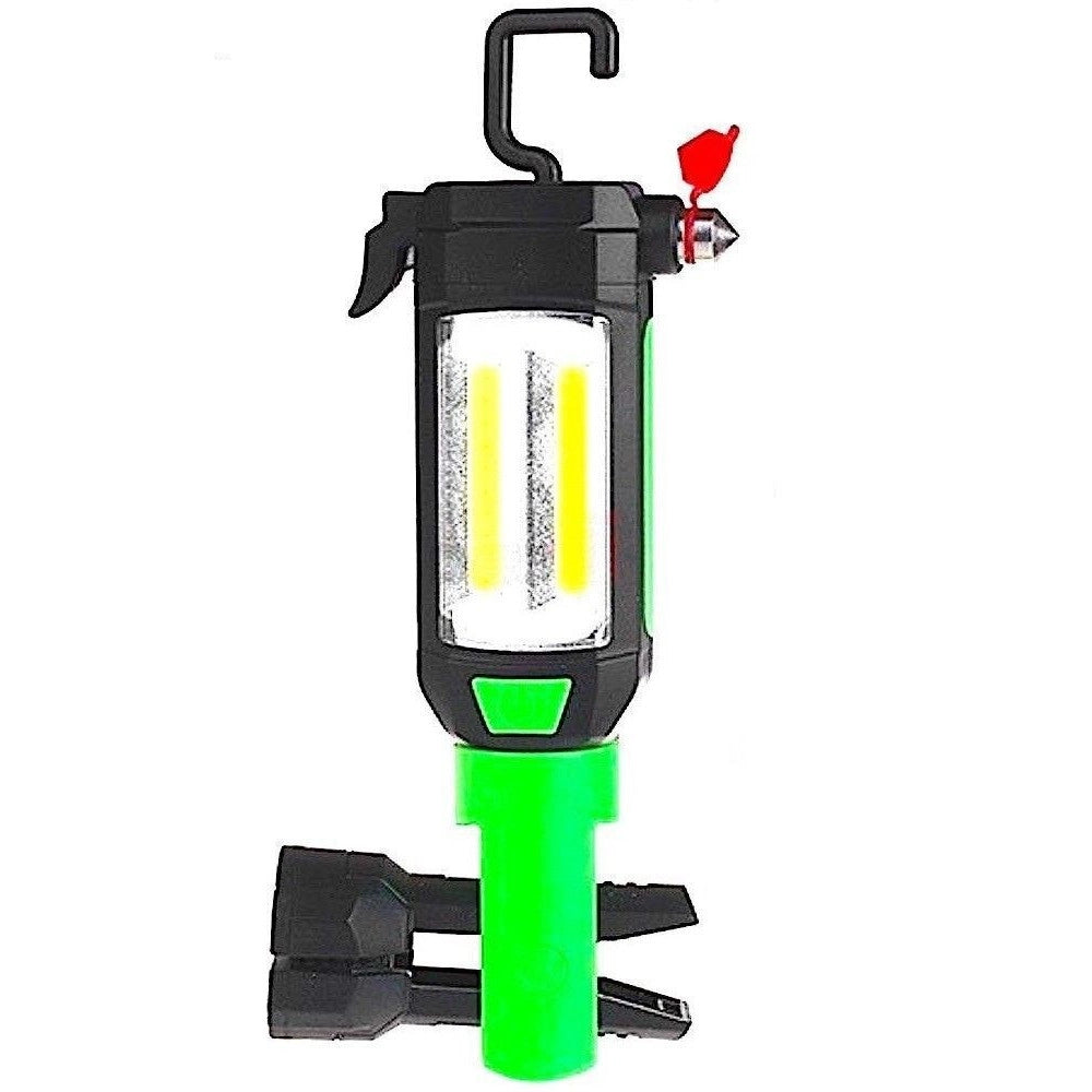 Trade Shop - Lampada Torcia Lavoro Calamita Led Ricaricabile Martello Rompi Vetro Cintura Usb -
