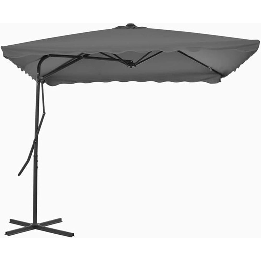 Trade Shop - Ombrellone Quadrato Da Esterno Giardino Palo Decentrato Con Base Grigio 2.5 X 2.5mt 425003 -