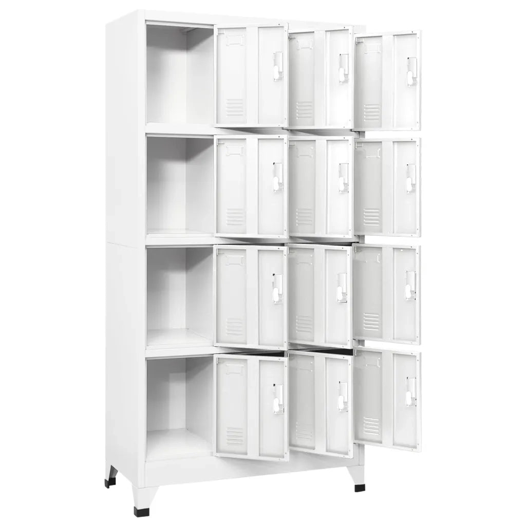 Armadietto spogliatoio con 12 scomparti 90 x 45 x 180 cm stile moderno per uso camerino realizzato in acciaio grigio 02_0046291