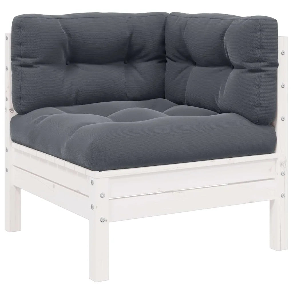 Salotto da Giardino-Set Divani da Giardino3 pz con Cuscini Bianco Massello di Pino