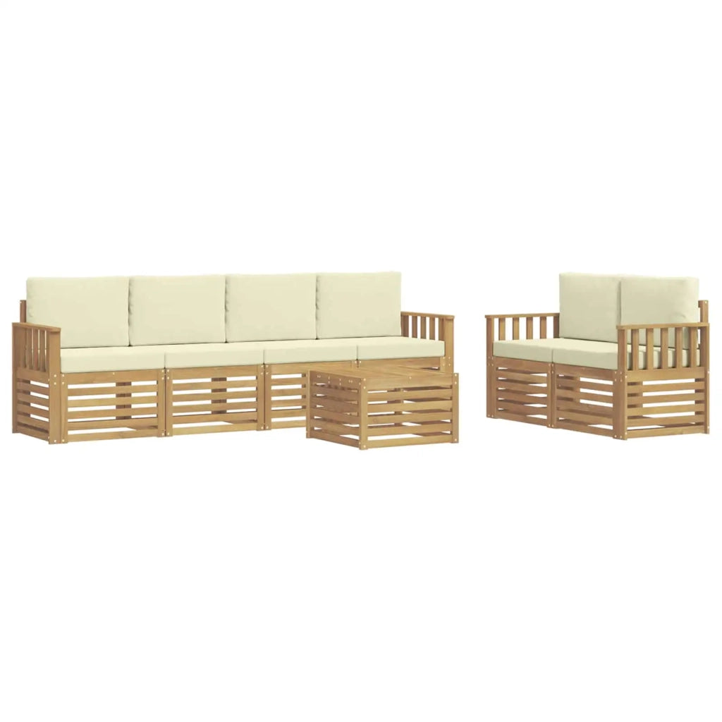 Set di divani da esterno 7 pcs Bianco e Crema Poliestere