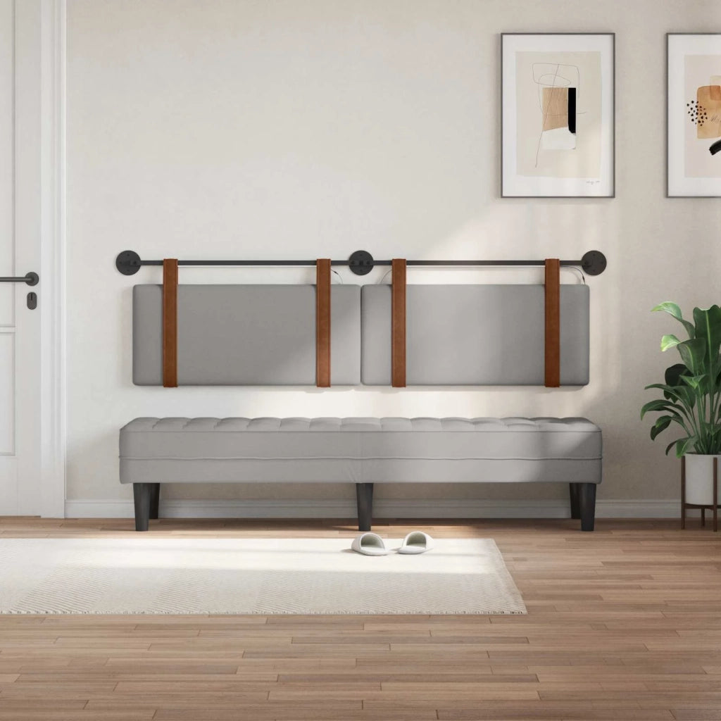 Testiera sospesa Con luce LED Grigio Nuvola PU Antico