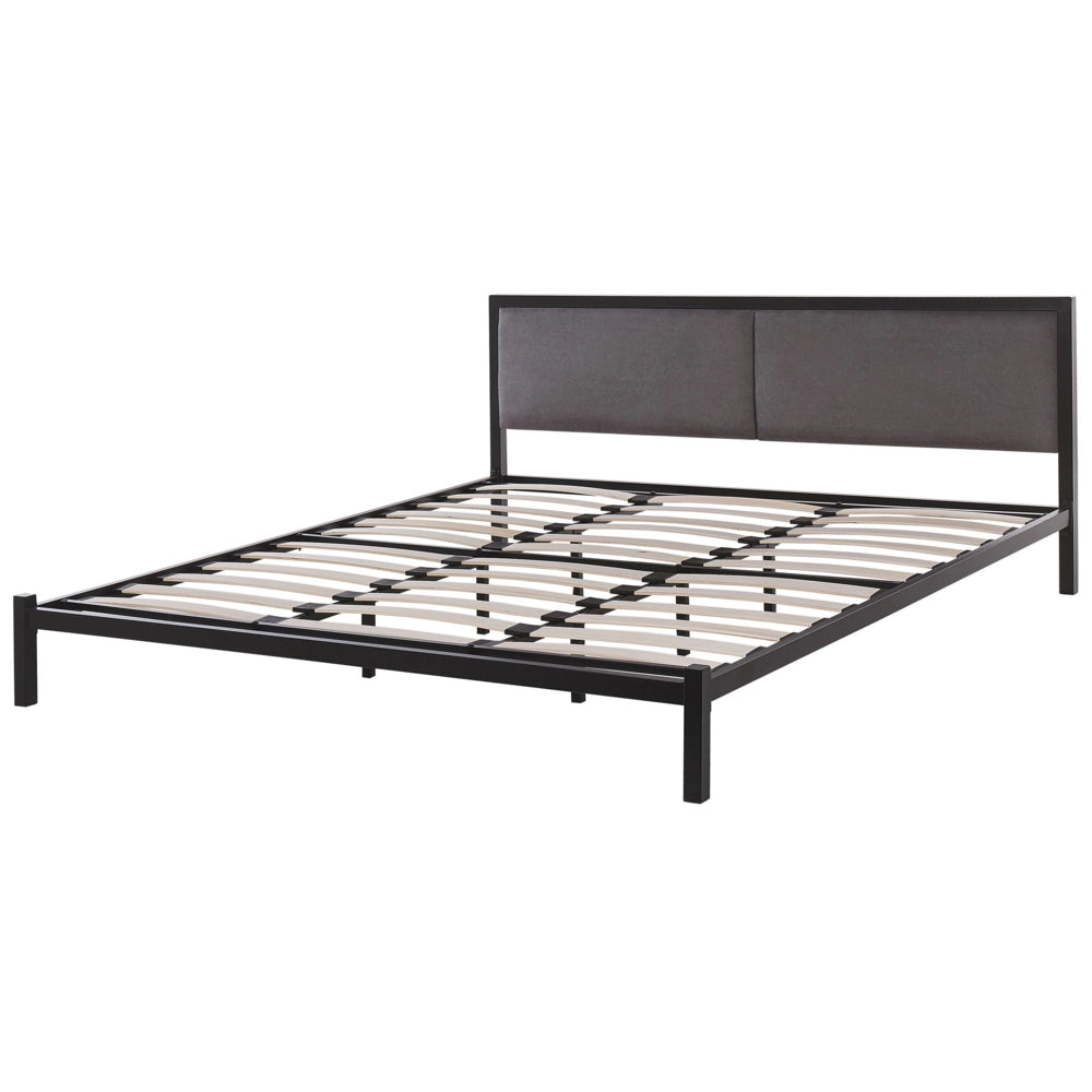 Struttura del letto in metallo Nero e Grigio 180 x 200 cm imbottita a doghe minimalista