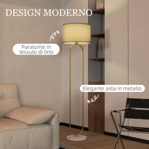 Lampada da Terra Moderna Design ad Arco Ø38x156 cm in Metallo e Tessuto Oro