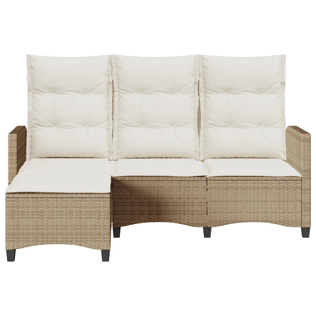 Divano da Giardino Reclinabile con Cuscini a L Beige Polyrattan 4108242