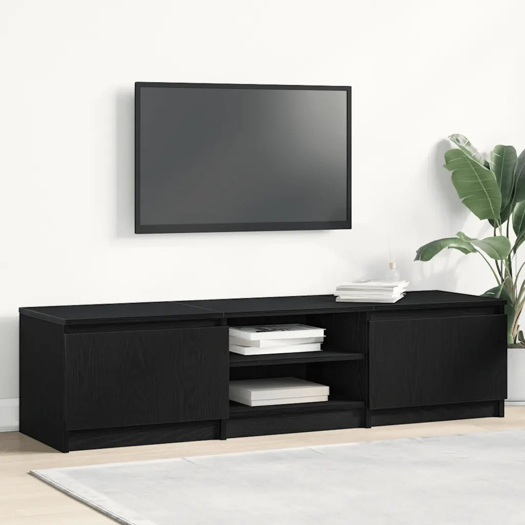 Mobile TV Rovere Nero 140x40x36 cm in Legno Multistrato 862440
