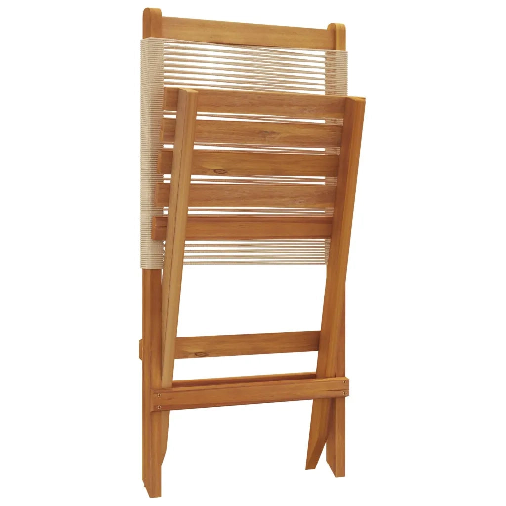 Sedie Giardino 2 pz Beige Legno Massello Acacia e Polipropilene 367689