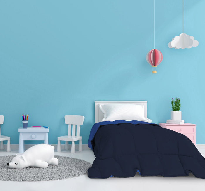 Trapunta Invernale Matrimoniale Doubleface 300gr Blu Scuro/Blu Royal