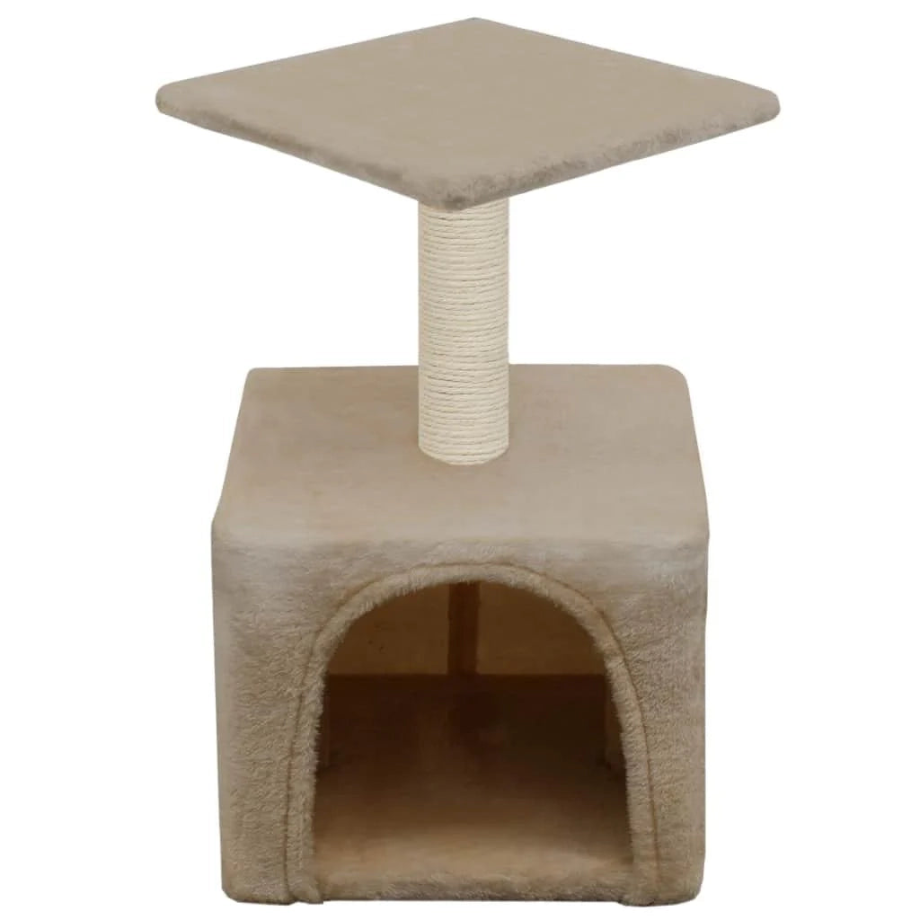 Tiragraffi albero per gatti cuccia per gatti peluche in sisal 55 cm beige 3702066