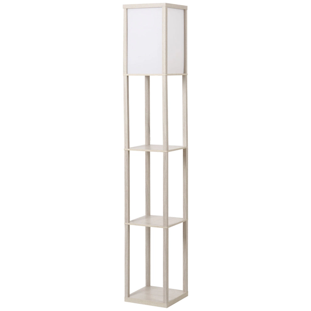 Libreria Lampadaire ¨C zephmum ¨C Grigio chiaro MDF 26x26x160 cm 3 ripiani 4 livelli
