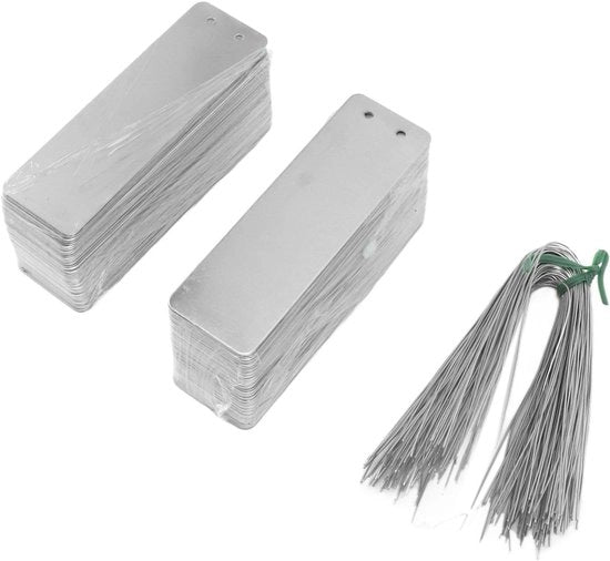 Etichette per piante acqua-resistenti - 100 pezzi - con lato descrittivo - etichetta metallica - duraturo - per uso interno/esterno giardino