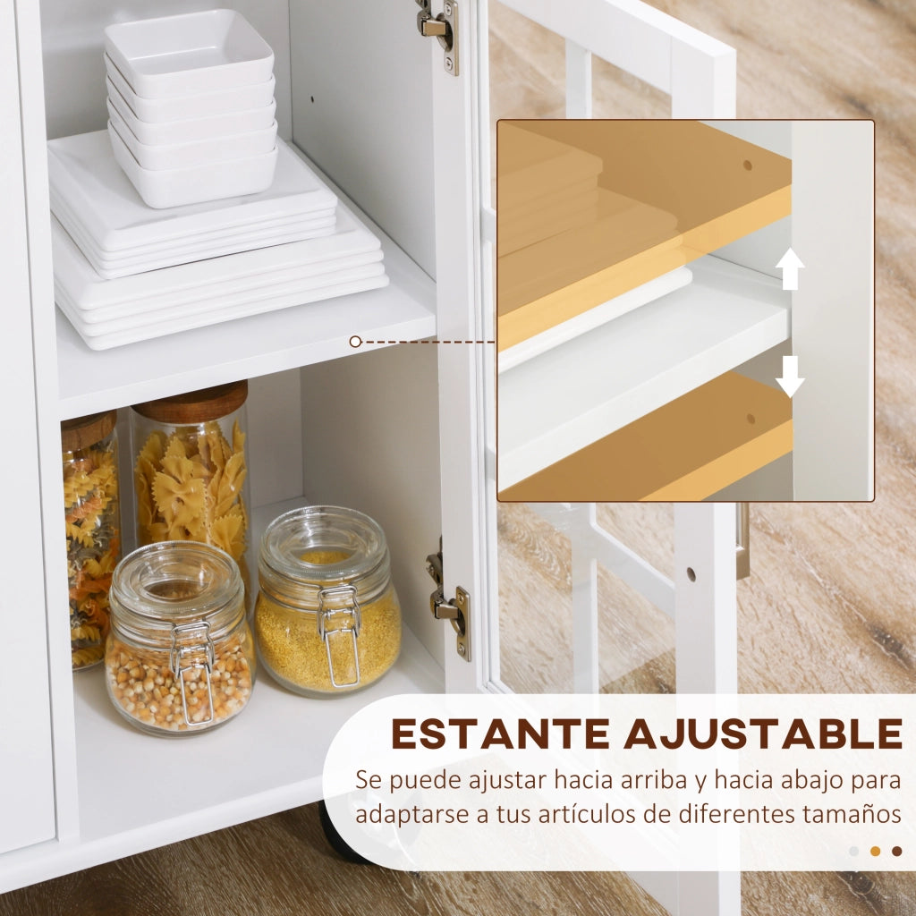 Isola Cucina con Carrello ¨C zephmum ¨C Bianco 124.5x39.5x90 cm